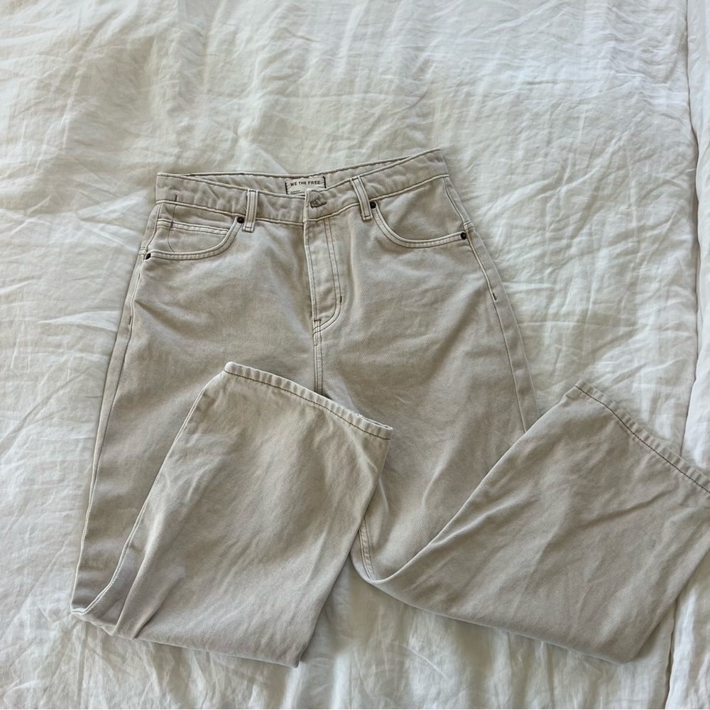 WE THE FREE Light Beige High-Waist Jeans